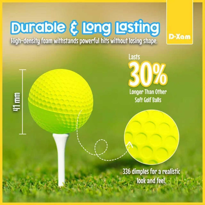Dexam Foam Golf Balls Bulk Practice Golf Ball Soft Multicolor, Yellow, White or Orange | Long Lasting & Realistic Feel | Limited Flight Use Indoors Outdoors Backyard Training - Image 3